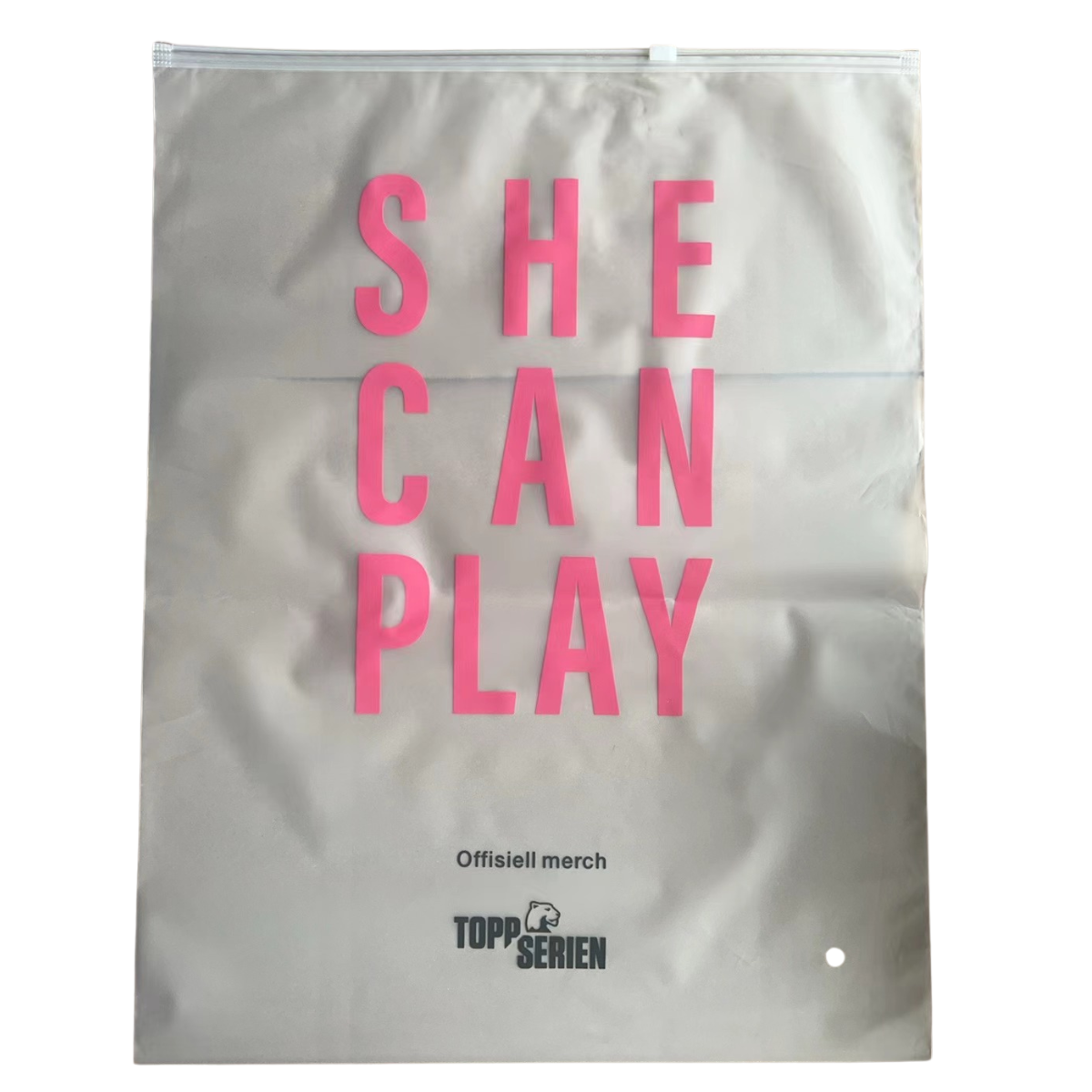 Toppserien She Can Play frosted zip lock bag