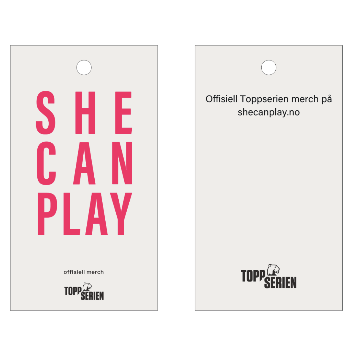 Toppserien She Can Play hang tag
